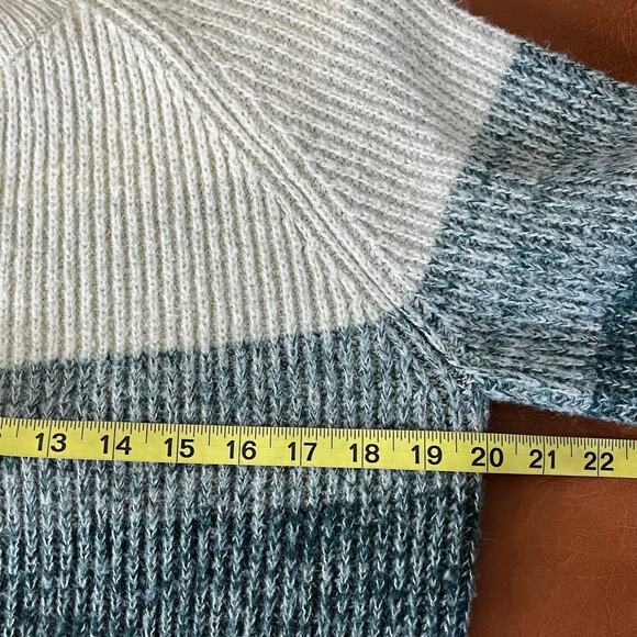 Vero‎ Moda Green Ombre Puff Sleeve Button Front Cardigan Sweater Stripe Medium - Picture 7 of 8